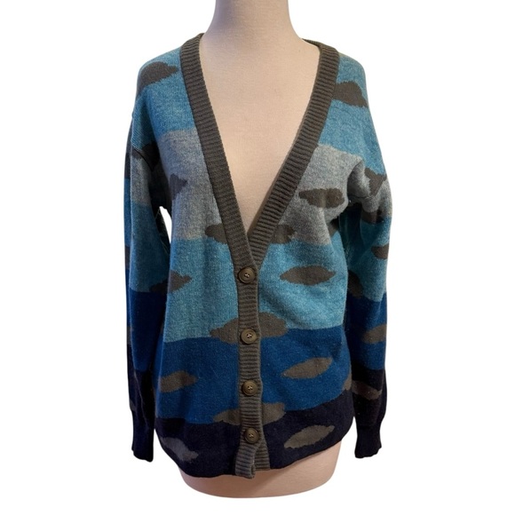 Krizia Maglia Blue Cloud Sweater Wool and Angora Cardigan Size 38 - Picture 2 of 8